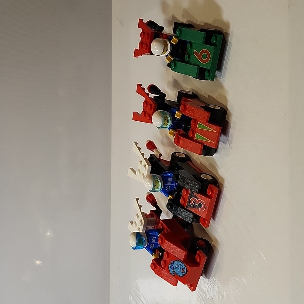 Lego race car and racers